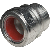 Color-Coded Straight Strain Relief Cord Connectors Steel, 1-1/4 In.Trade Size, Red