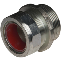 Color-Coded Straight Strain Relief Cord Connectors Steel, 1-1/2 In. Trade Size, Red