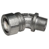 Color-Coded 45 Degree Strain Relief Cord Connectors Malleable Iron, 1/2In. Trade Size, White