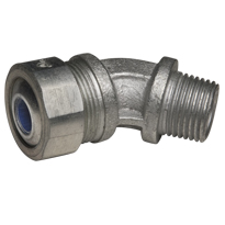 Color-Coded 45 Degree Strain Relief Cord Connectors Malleable Iron, 1/2In. Trade Size, Blue