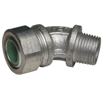 Color-Coded 45 Degree Strain Relief Cord Connectors Malleable Iron, 1/2 In. Trade Size, Green