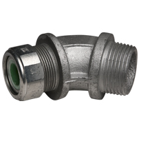 Color-Coded 45 Degree Strain Relief Cord Connectors Malleable Iron, 1In. Trade Size, Green