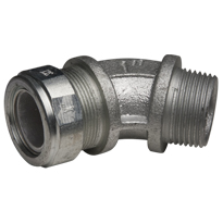 Color-Coded 45 Degree Strain Relief Cord Connectors Malleable Iron, 1In. Trade Size, Gray