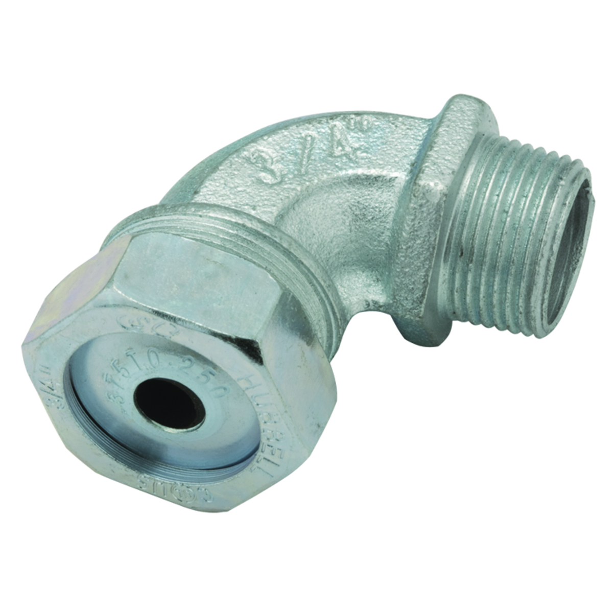 90 Degree Strain Relief Cord Connectors Steel/Malleable Iron, .250 -.375 In. Cable Ranges 3/4 IN