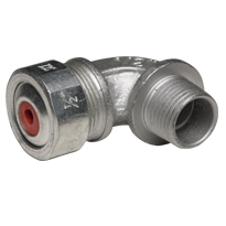 Color-Coded 90 Degree Strain Relief Cord Connectors Malleable Iron, 1/2In. Trade Size, Red