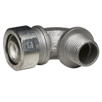 Color-Coded 90 Degree Strain Relief Cord Connectors Malleable Iron, 1/2 In. Trade Size, White