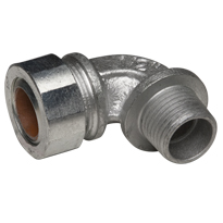 Color-Coded 90 Degree Strain Relief Cord Connectors Malleable Iron, 1/2In. Trade Size, Brown