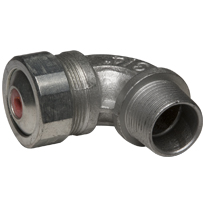 Color-Coded 90 Degree Strain Relief Cord Connectors Malleable Iron, 3/4In. Trade Size, Red