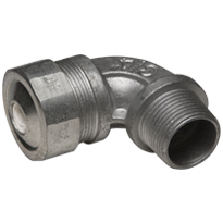 Color-Coded 90 Degree Strain Relief Cord Connectors Malleable Iron, 3/4In. Trade Size, White