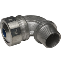 Color-Coded 90 Degree Strain Relief Cord Connectors Malleable Iron, 3/4In. Trade Size, Blue