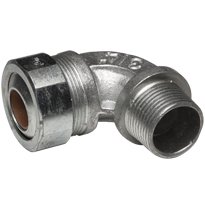 Color-Coded 90 Degree Strain Relief Cord Connectors Malleable Iron, 3/4In. Trade Size, Brown