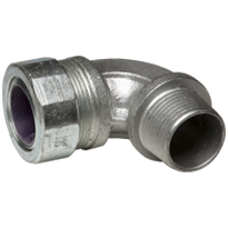 Color-Coded 90 Degree Strain Relief Cord Connectors Malleable Iron, 3/4In. Trade Size, Purple