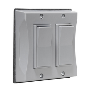 2-Gang Weatherproof Cover, Vertical, Decorator, Gray, Shrink
