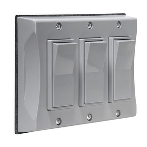 3-Gang Weatherproof Cover, Vertical, Decorator, Gray, Shrink
