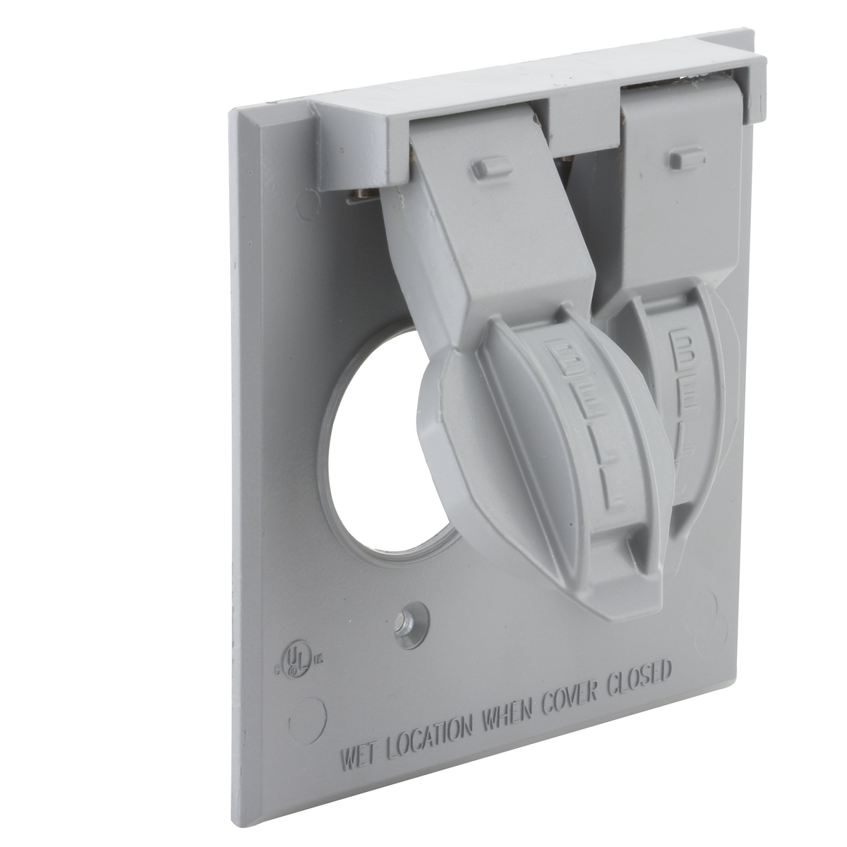 Two Gang Gray Device Mount Flip Covers, (2) Single 1.406 In. diameter