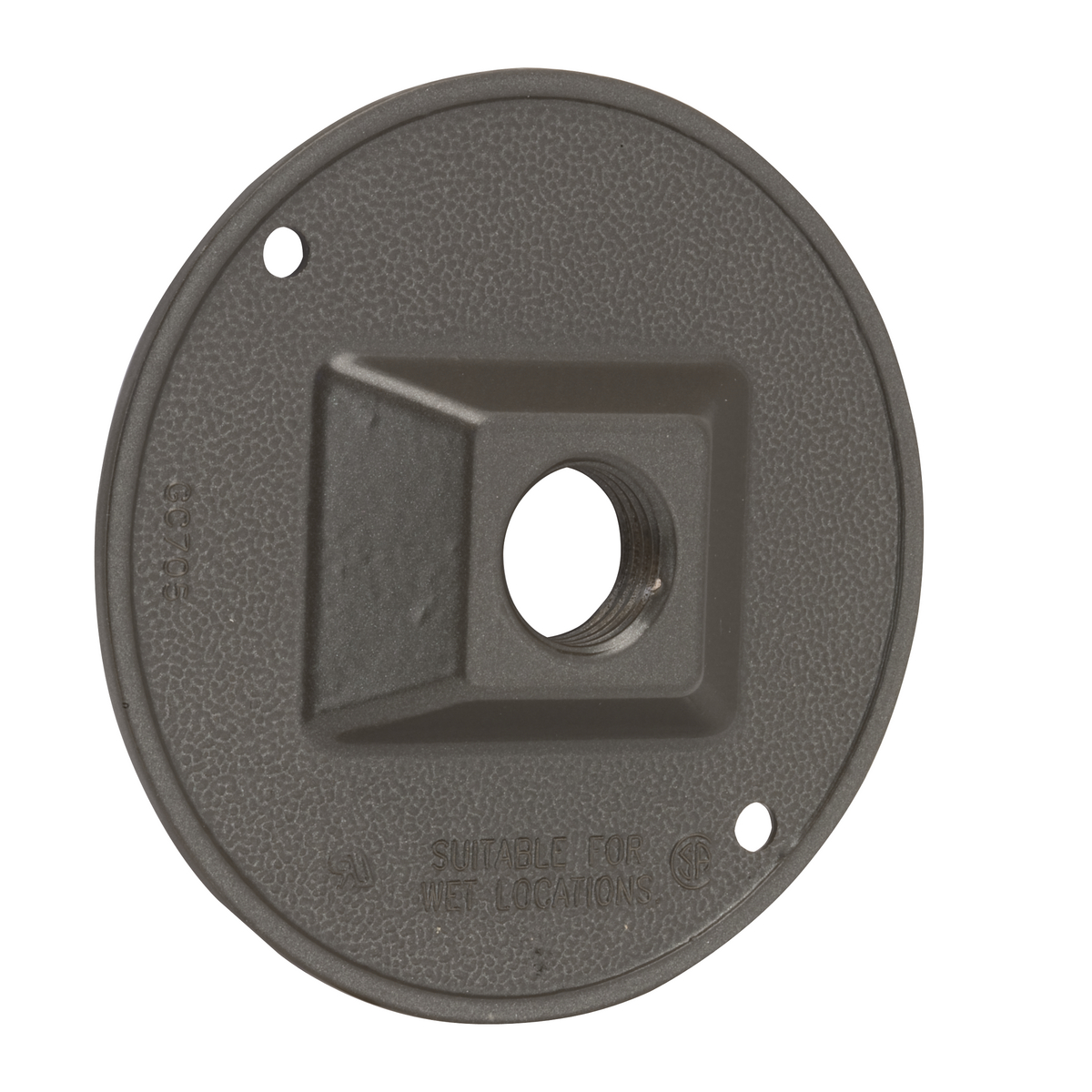 Product image for Bell 5193-7 Round Weatherproof Cluster Cover, One 1/2 in. Threaded Outlets, Bronze, Carded