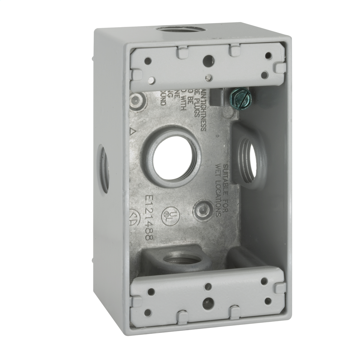 BELL 5323-0 WP BOX 1G 5-1/2 OUTLETS GRAY 1-HOLE TOP-BOTTOM-SIDE