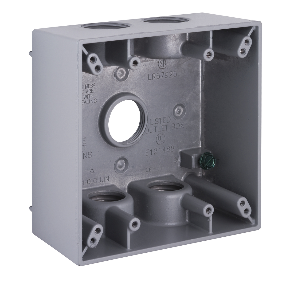 2G WEATHERPROOF BOX (5) 3/4 IN. OUTLETS - GRAY