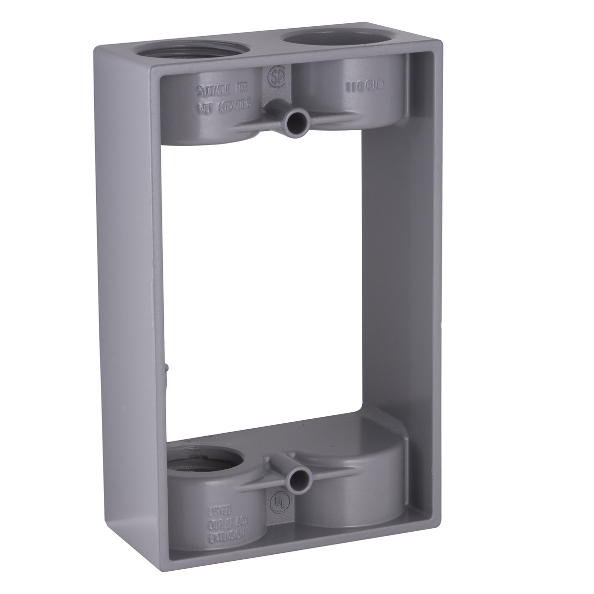 1-1/2 In. Deep Extension Adapters with Lugs - Two Threaded Outlets - 5-1/4 In. x 3-1/2 In., (2) 3/4 In. Outlets