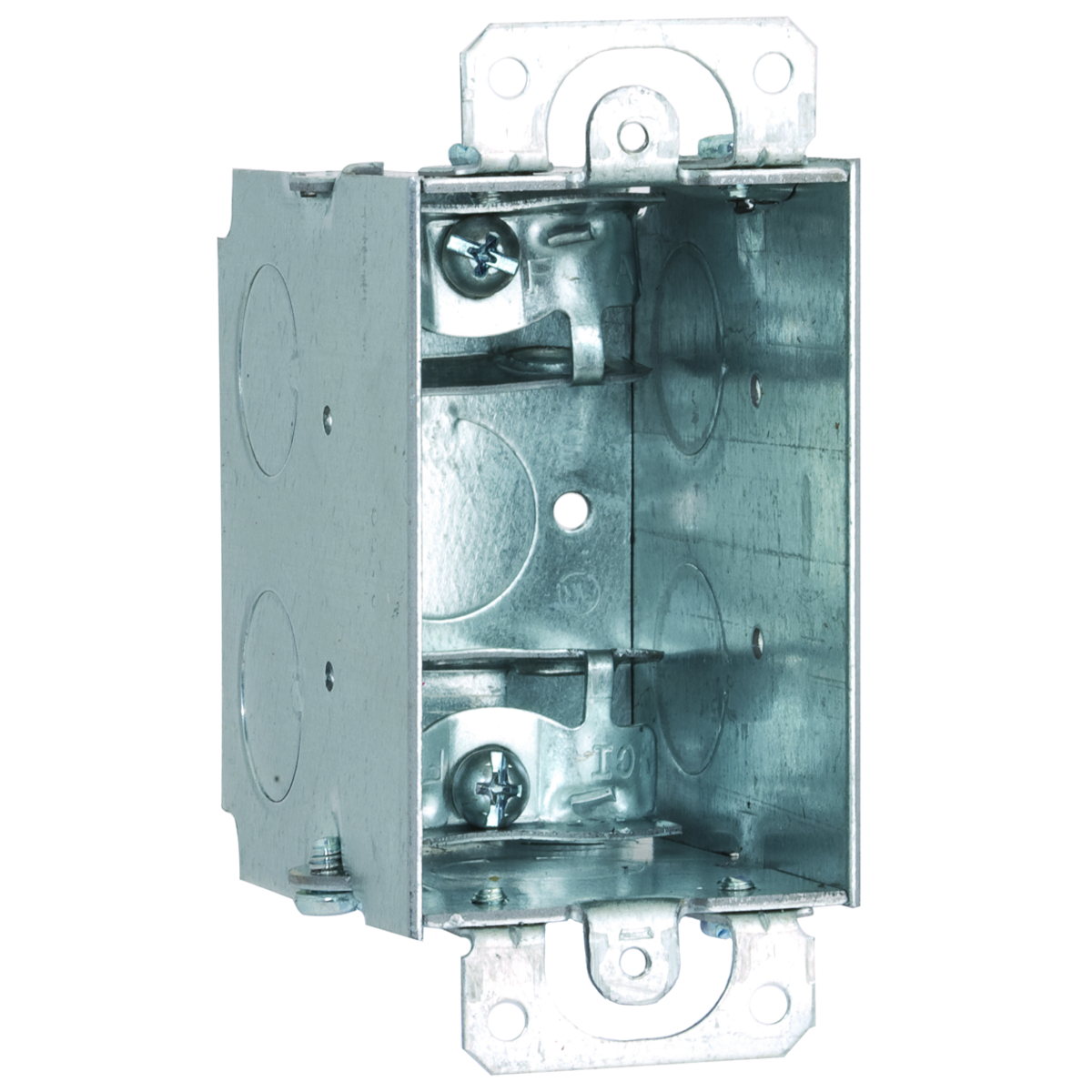 Product image for Raco 570RAC 3" x 2" Switch Box, Gangable, 2-3/4 in Deep, Three 1/2" KO's & AC/MC/Flex Clamps, Plaster Ears