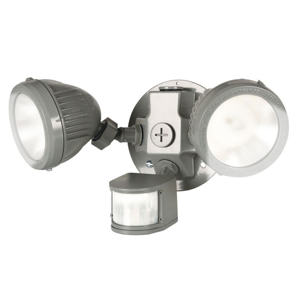 2 LED Lampholders with Round Box, Cover with Motion Sensor, Gray