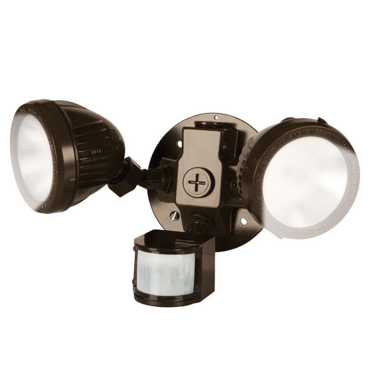 2 LED Lampholders with Round Box, Cover with Motion Sensor, Bronze