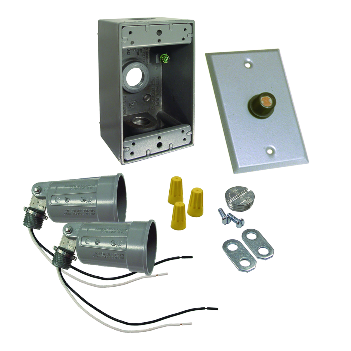 One Gang Gray Light Kits for 75-150 Watt Par 38 Lamps, Includes: Box,Cover, Photocell & (2) Lampholders