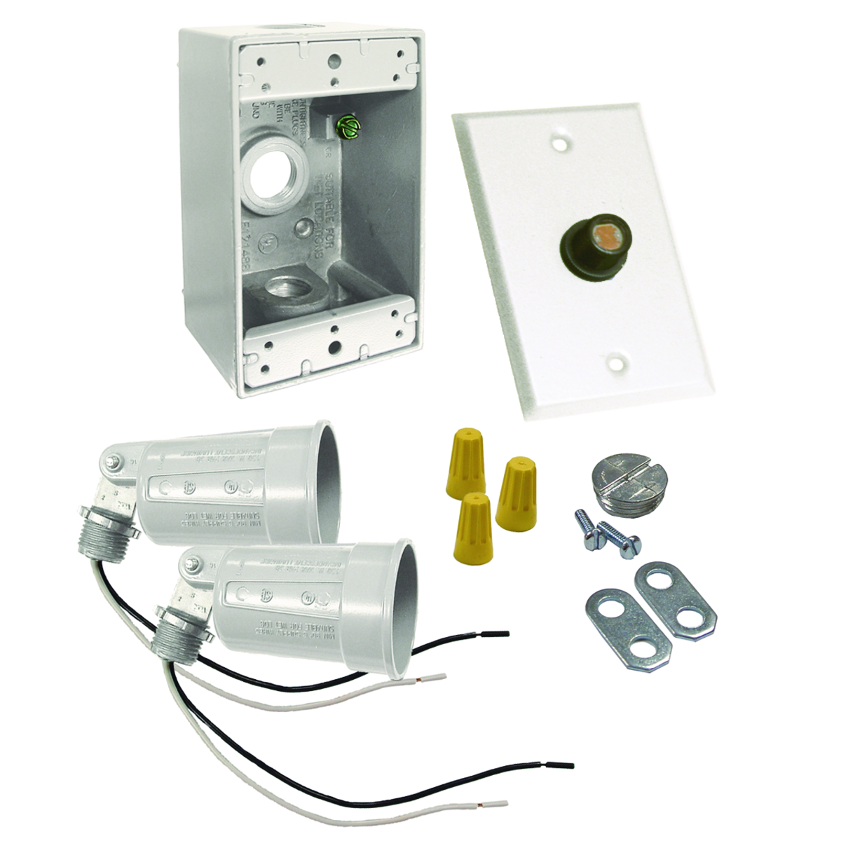 One Gang White Light Kits for 75-150 Watt Par 38 Lamps, Includes: Box,Cover, Photocell & (2) Lampholders