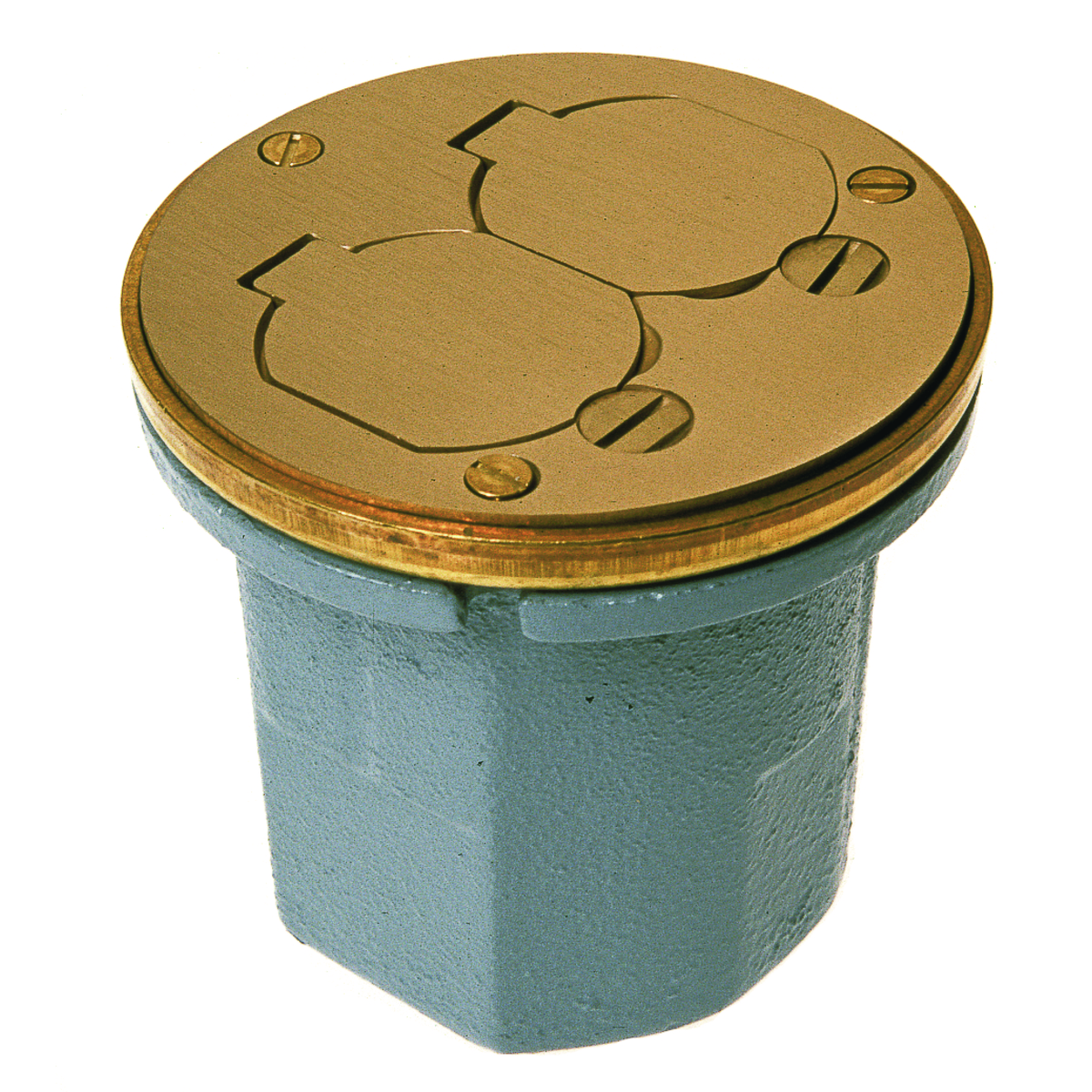 Product image for Raco 6224 Round cast iron floor box for concrete, tile or wood floors
