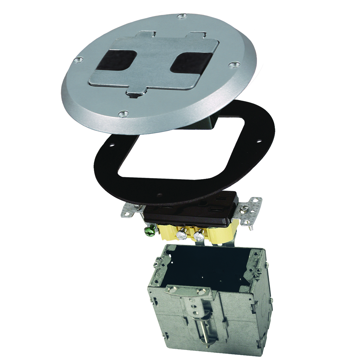 Round, Recessed Floor Boxes - Stainless Steel Finish