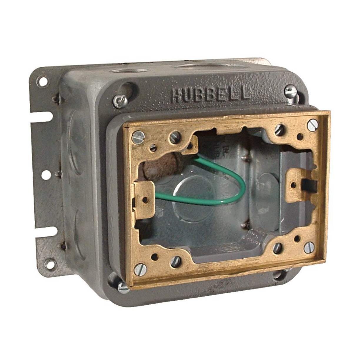 Single-Gang Fully Adjustable Floor Box, Stamped Steel 54cu in