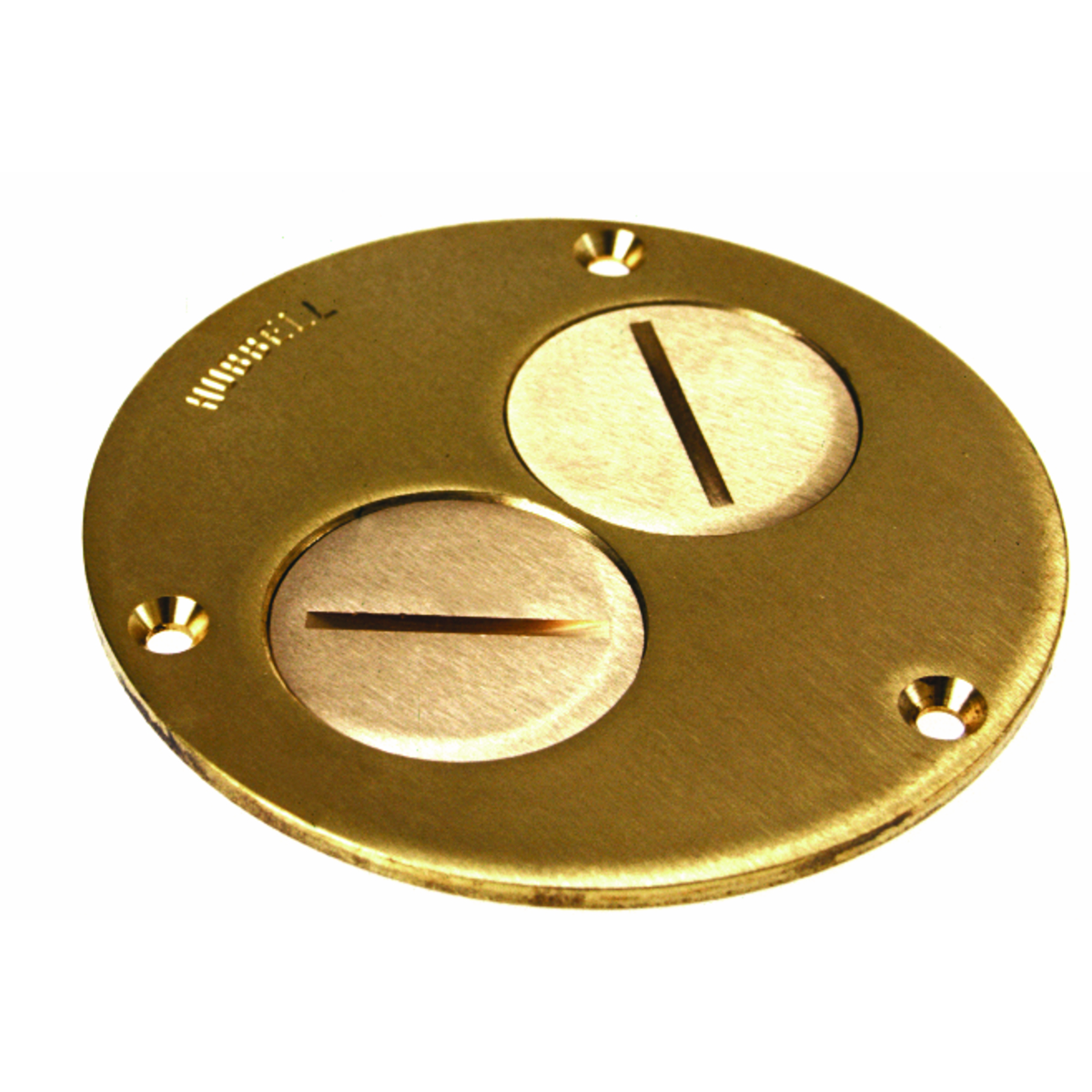 Product image for Raco 6284 1-Gang Brass Duplex Cover with Two 1-1/2" Treaded Plugs