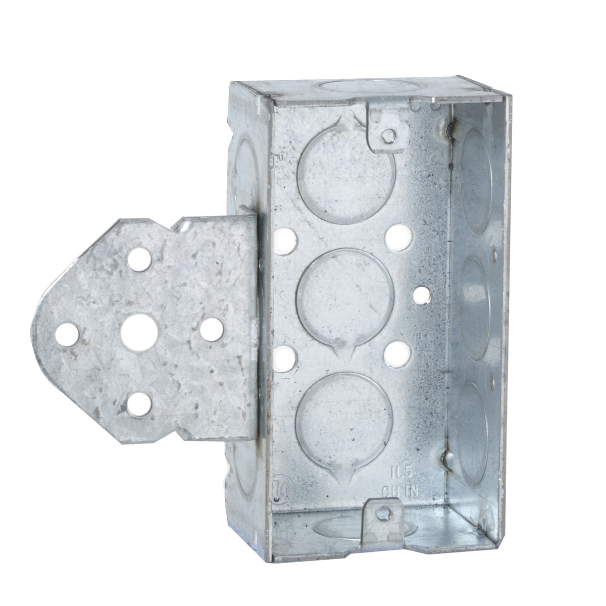 Product image for RACO 655 4 x 2 x 1-1/2 Inch 11.5 In. Pre-Galvanized Steel B Bracket Mount Welded Handy Box