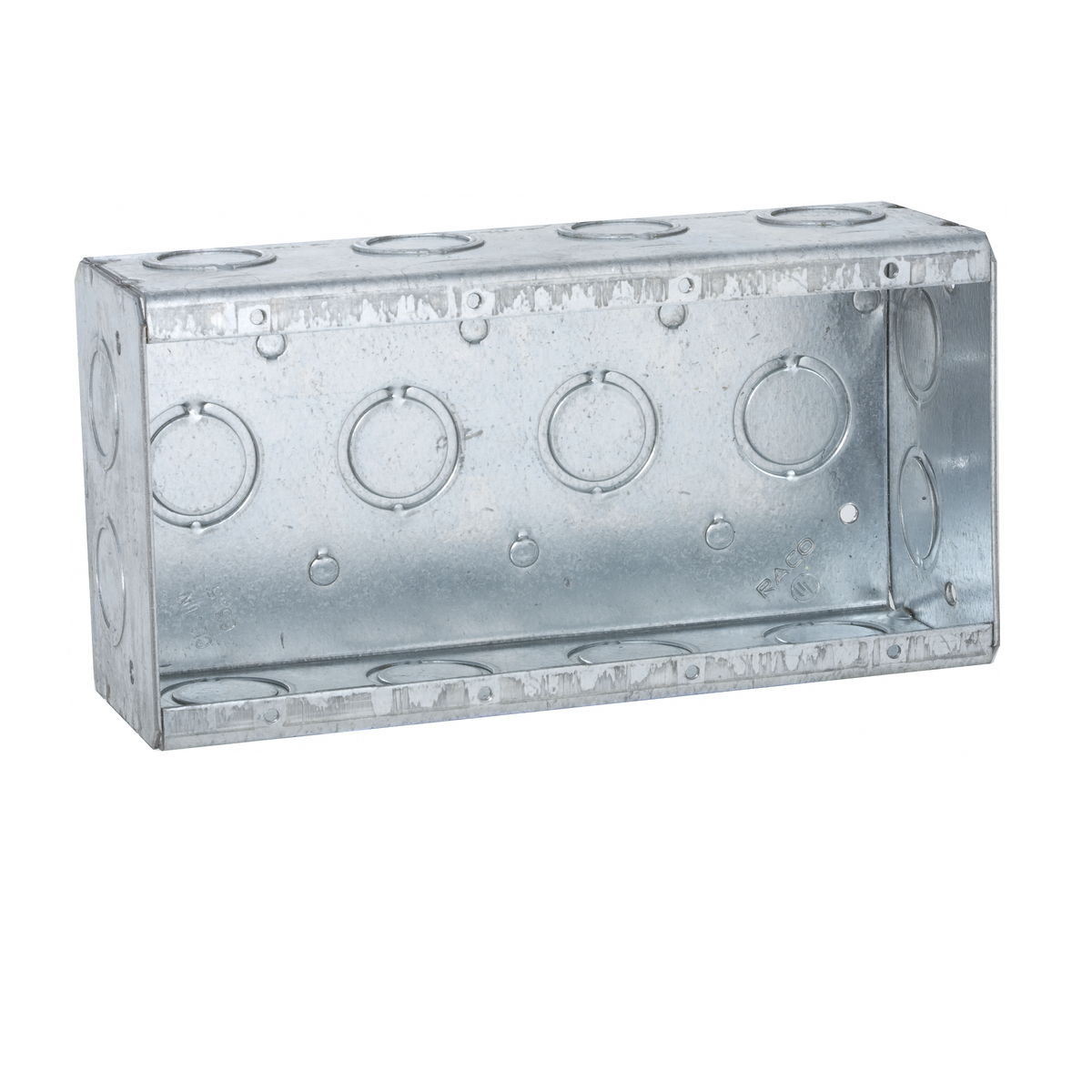 Masonry Bx., 2-1/2 In. Dp. Nongangable w/Conduit KO's, 4-Gang, 7-13/32In. Wide