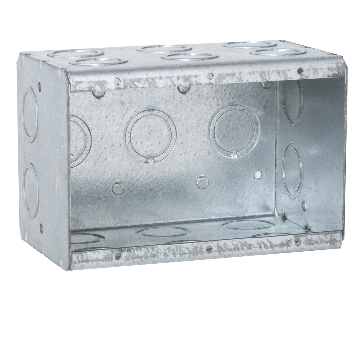 RACO 697 MASONRY BOX, 3 GANG, NON-GANGABLE, 3-1/2" DEEP, 1/2" & 3/4"