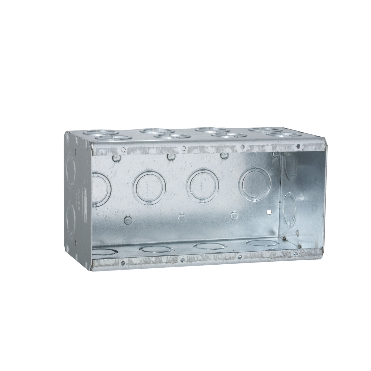 RACO 698 MASONRY BOX, 4 GANG, NON-GANGABLE, 3-1/2" DEEP, 1/2" & 3/4"