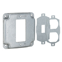 4 In. Square Crushed Corner Covers - Raised 1/2 In., Universal for 1Device: 1 GFCI, 1 Duplex, or 1 Toggle (Insert Plates)