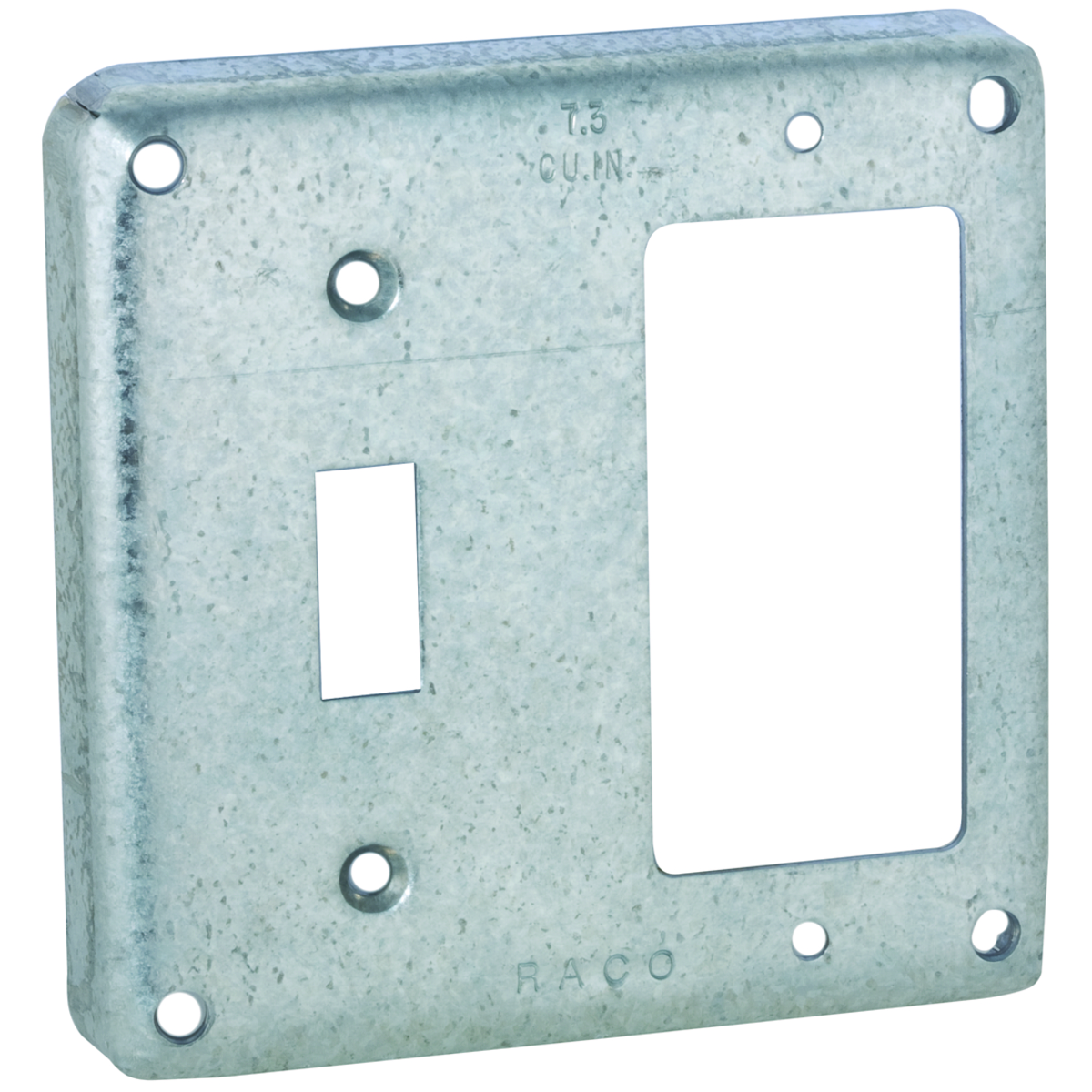 Product image for Raco 814 4" Square Exposed Work Cover, 1 Toggle & 1 GFCI