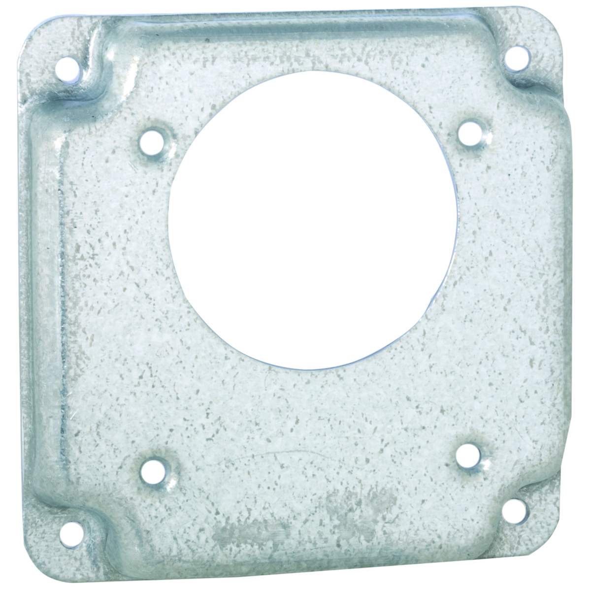 4 In. Square Exposed Work Covers - Raised 1/2 In., 1 Receptacle 2.165In. Dia., Offset