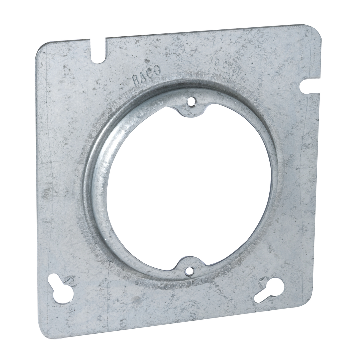 4-11/16 In. Square Fixture Covers, Raised 1/2 In., Open Ears 2-3/4 In.O.C.