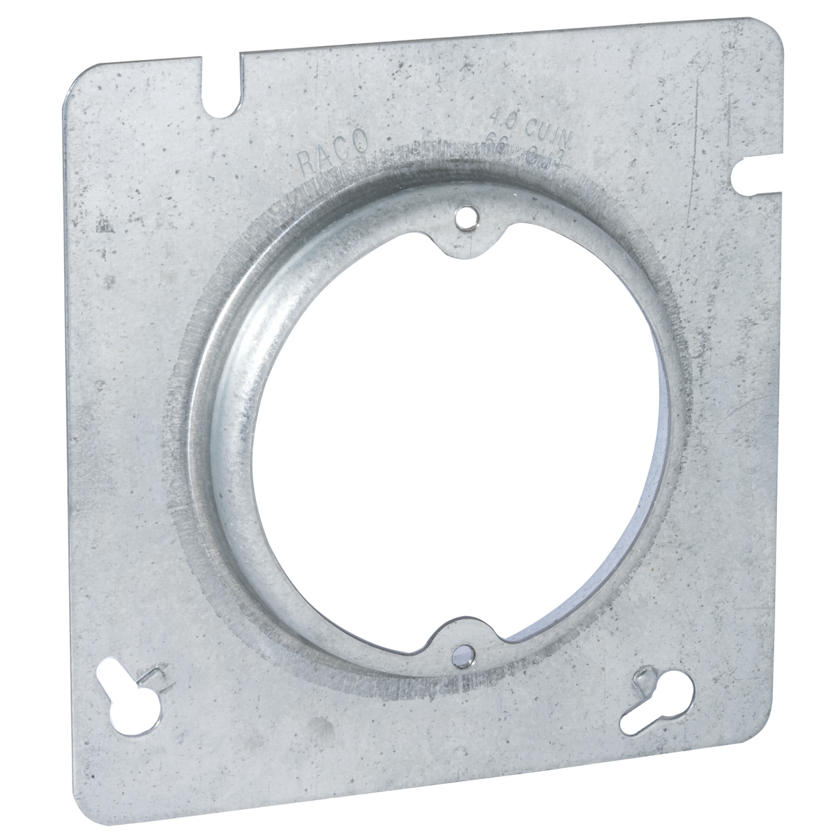 RACO 835 4-11/16" SQUARE BOX FIXTURE COVER, RAISED 5/8", 2-3/4 IN O.C.