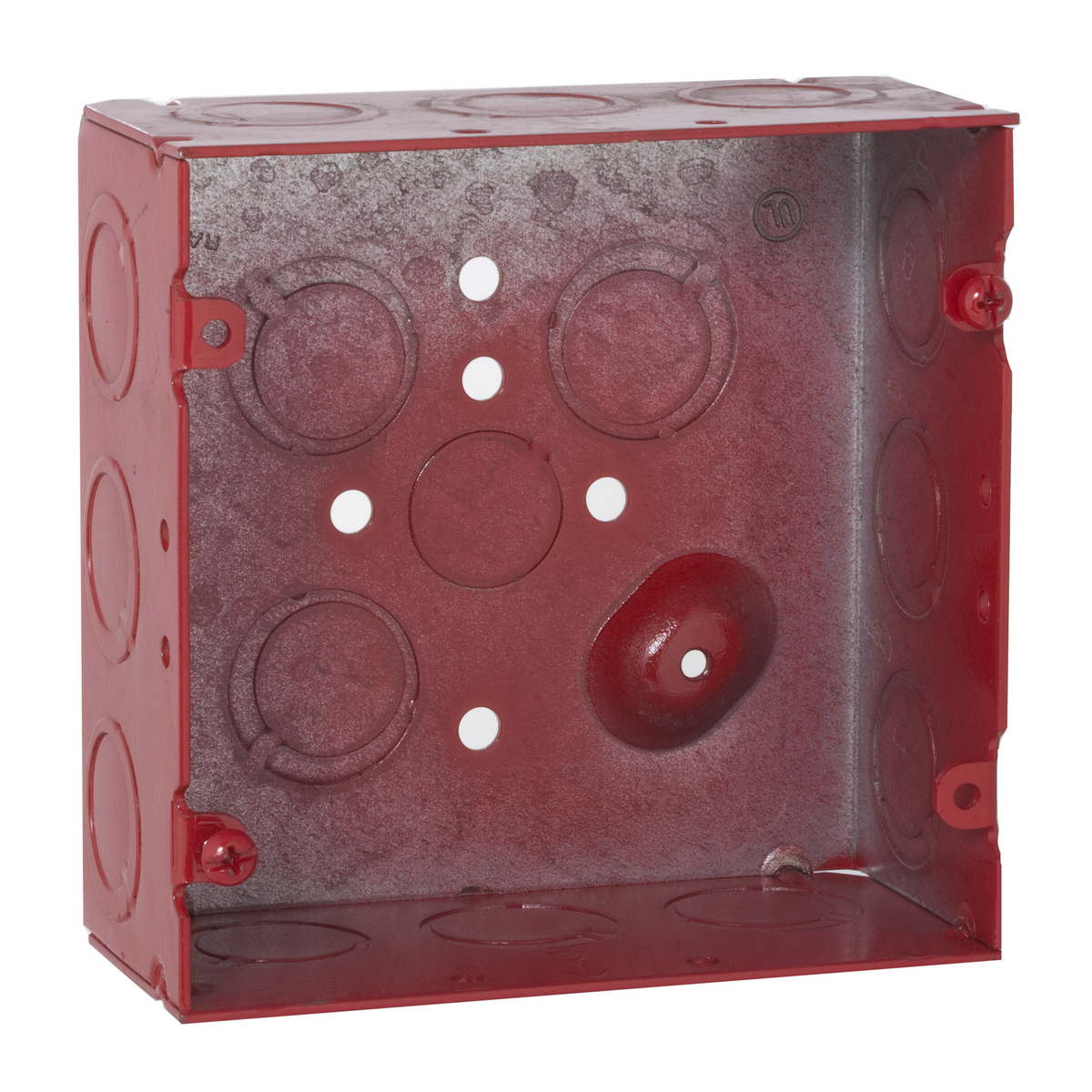 Product image for Raco 911-12 4-11/16" Square Box, Welded Steel, 2-1/8" Deep - Red