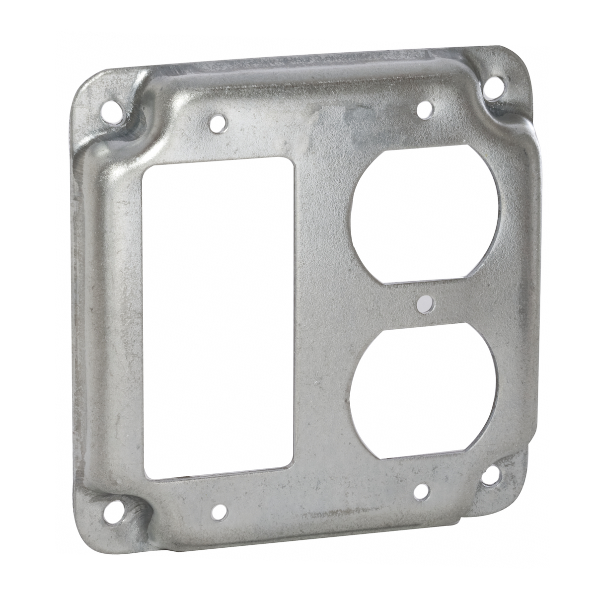 RACO 915C 4" SQUARE EXPOSED WORK COVER, 1 GFCI & 1 DUPLEX RECEPTACLE