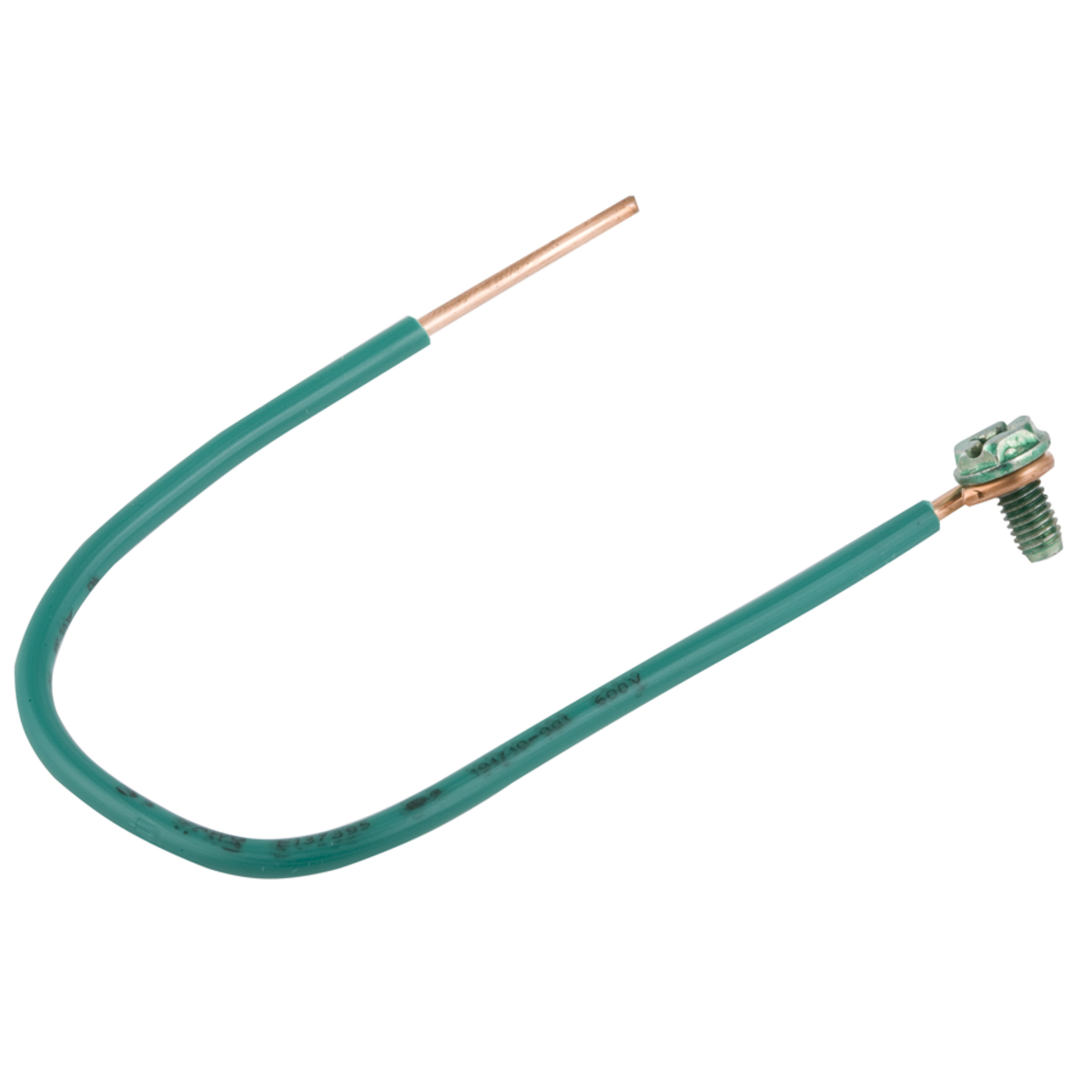 Grounding Pigtails, #12 8in Solid insulated copper wire, captive 4-way combohead green dye finish ground screw one end (25 pc. Bundles)