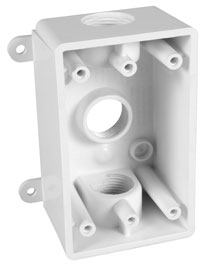 2 In. Deep with Lugs - White Three Threaded Outlets - 4-1/2 In. x 2-3/4 In.