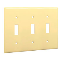 Standard Metal Wallplates: Ivory Smooth, 3-Toggle