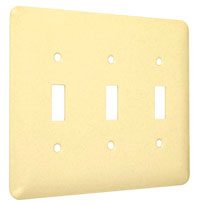 Princess / Maxi Metal Wallplates: Ivory Textured, 3-Toggle