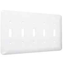 Princess / Maxi Metal Wallplates: White Smooth, 5-Toggle