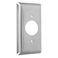 Standard Metal Wallplates: Stainless Steel, Single Receptacle 1.4 In. Hole