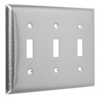 Standard Metal Wallplates: Stainless Steel, 3-Toggle
